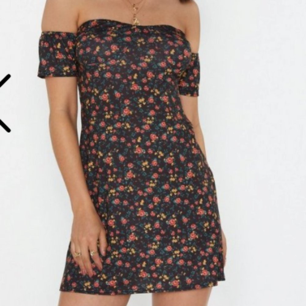 NWT NASTY GAL Floral Bardot Dress